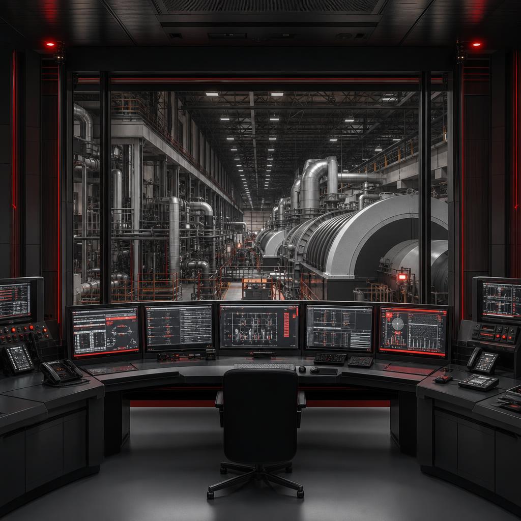 AI-generated control room illustration; not a photograph of Tel Aviv.