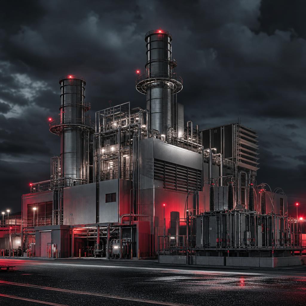 AI-generated illustration of a power plant facility