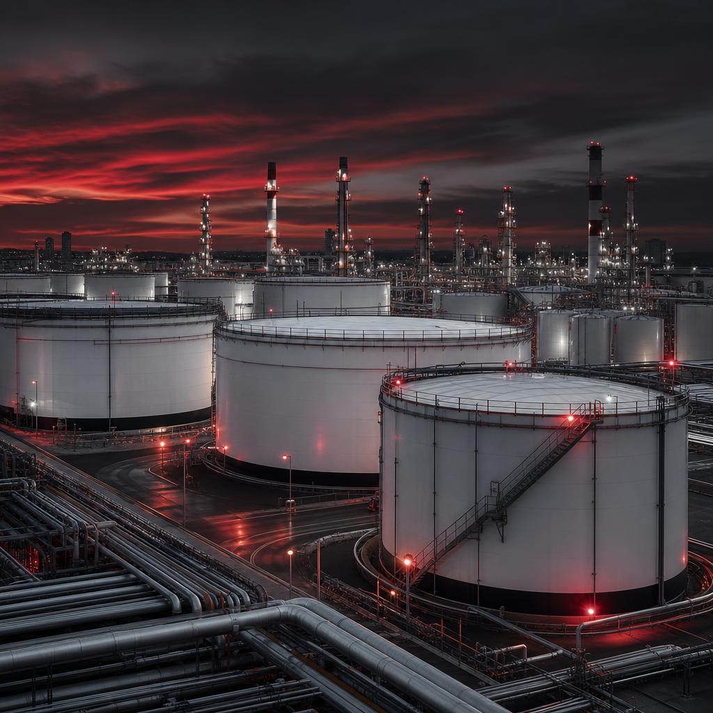 AI-generated shipping terminal illustration; not a photograph of Singapore.